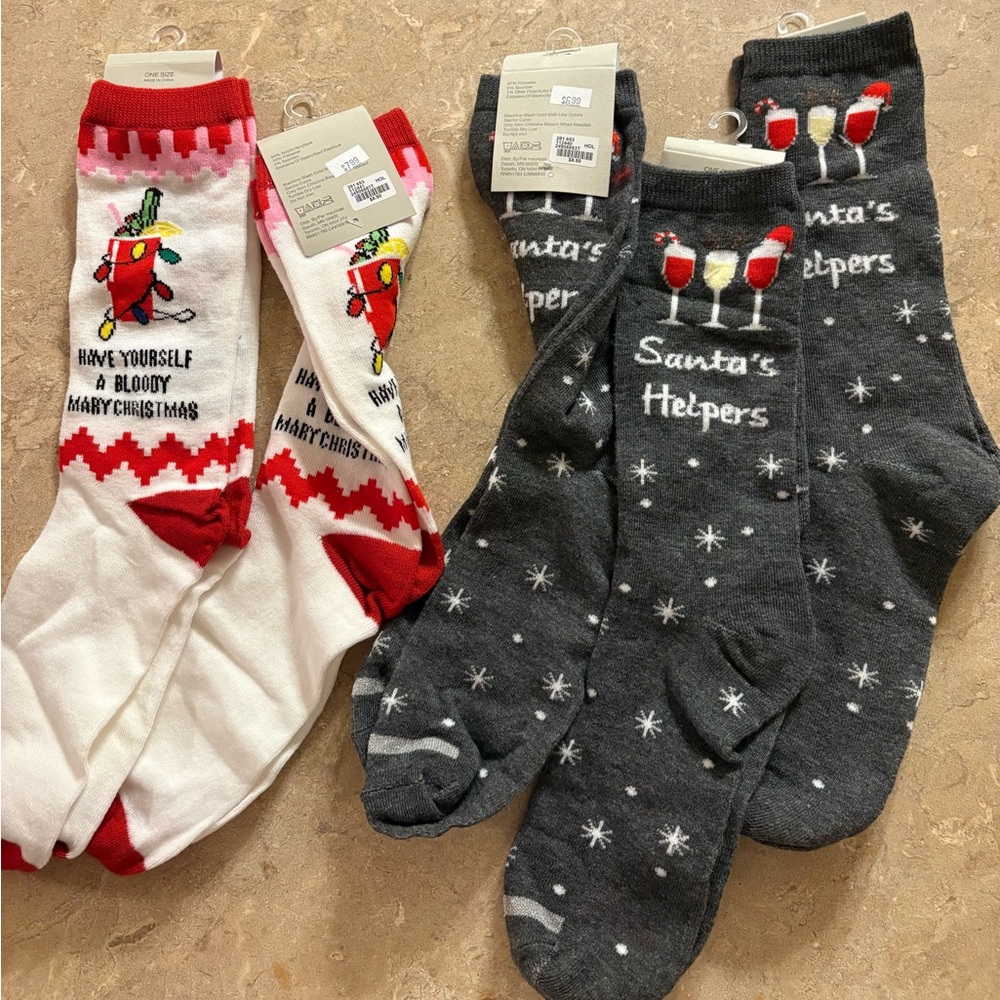 Boozey holiday Novelty Socks Pack - Red & Gray Christmas Socks 5 pair